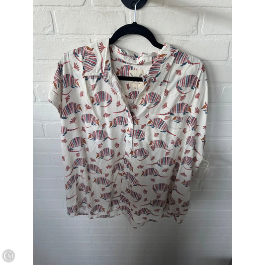 Top Short Sleeve By Clothes Mentor In Brown & Cream, Size: Xxl