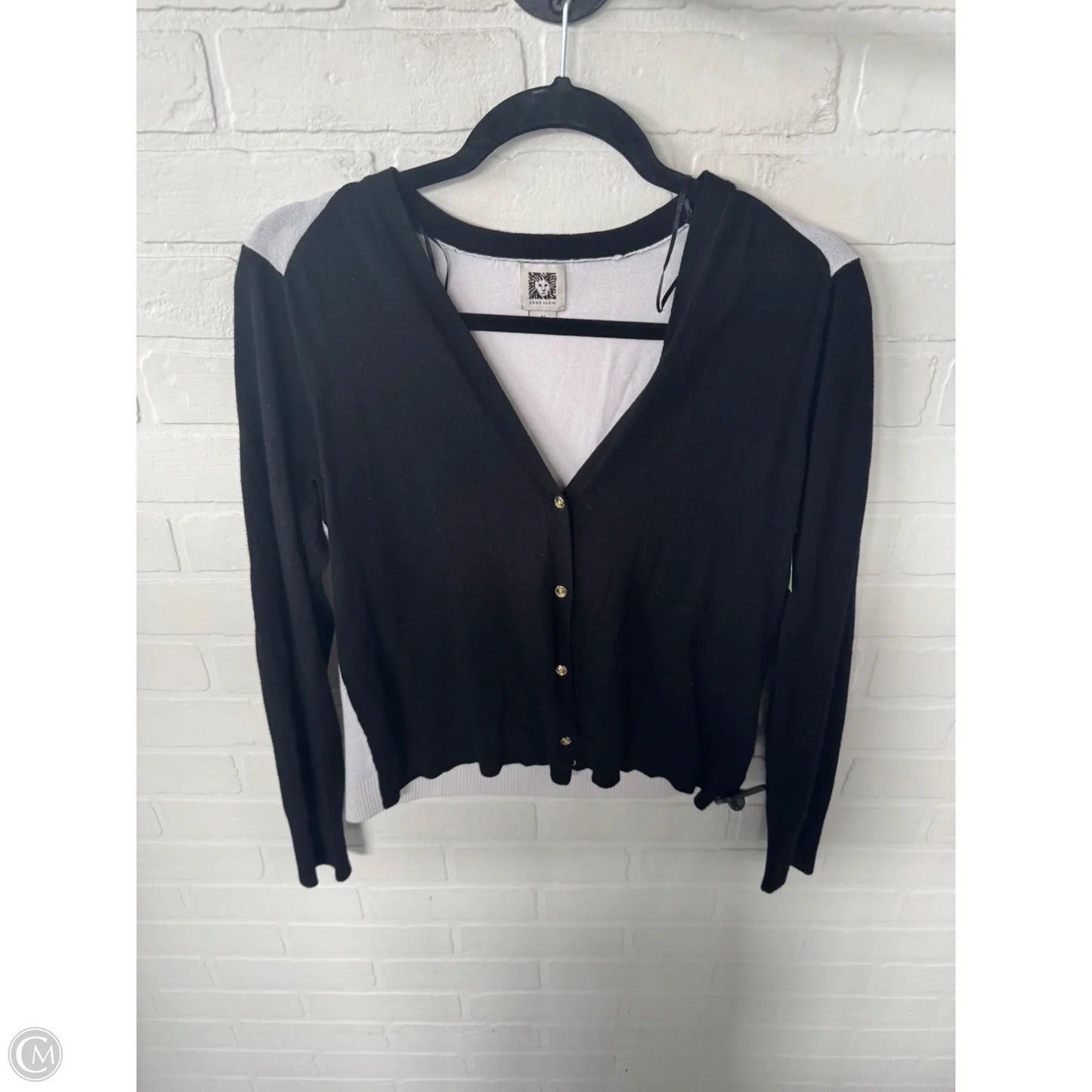 Sweater Cardigan By Anne Klein In Black & White, Size: M