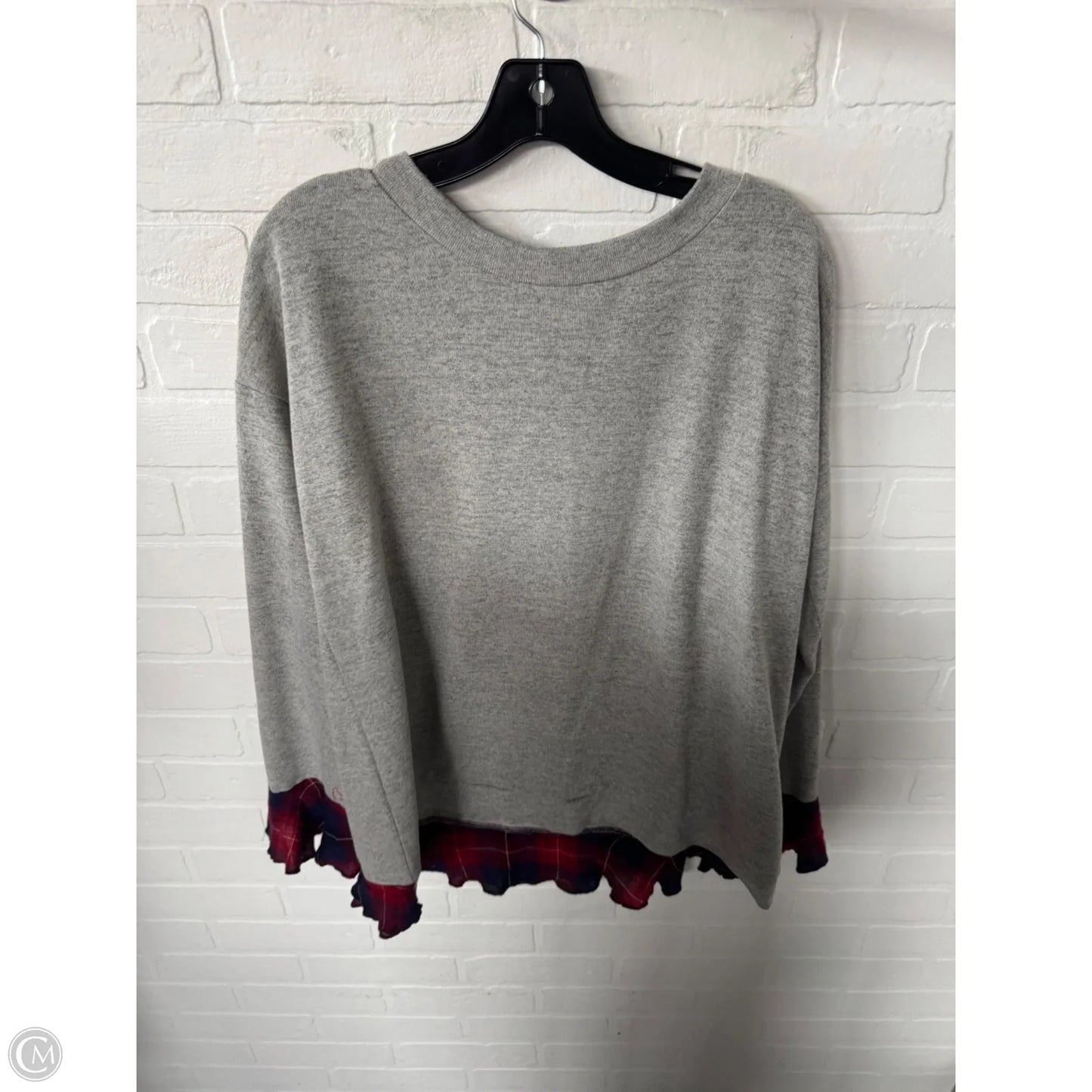 Top Long Sleeve By Hem & Thread In Grey & Red, Size: L