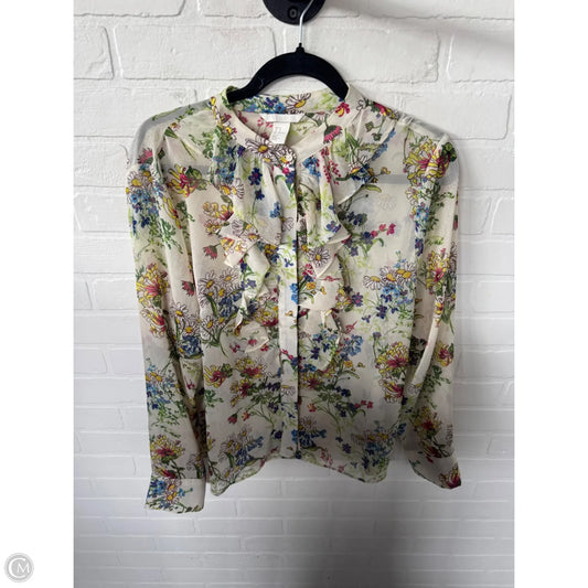 Top Long Sleeve By H&m In Green & Tan, Size: L