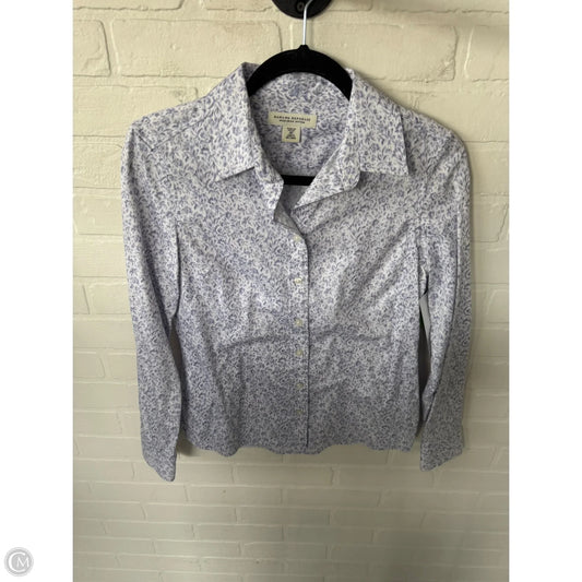 Top Long Sleeve By Banana Republic In Purple & White, Size: Sp