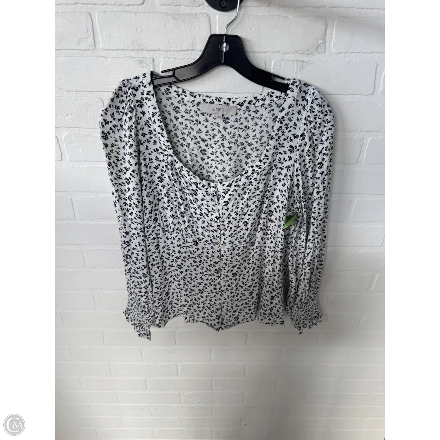 Top Long Sleeve By Loft In Black & White, Size: M