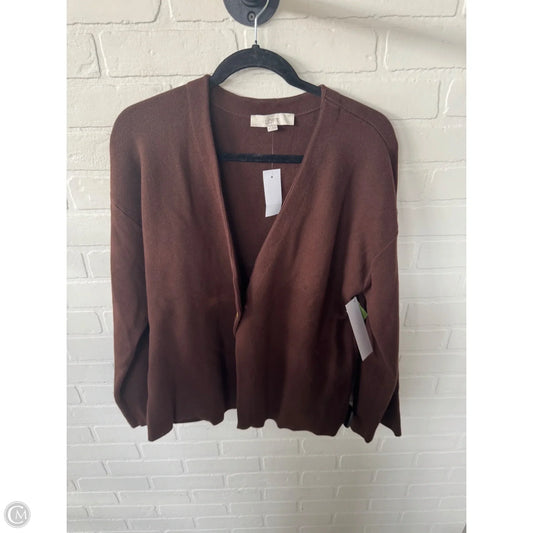 Sweater Cardigan By Loft In Brown & Gold, Size: Xl