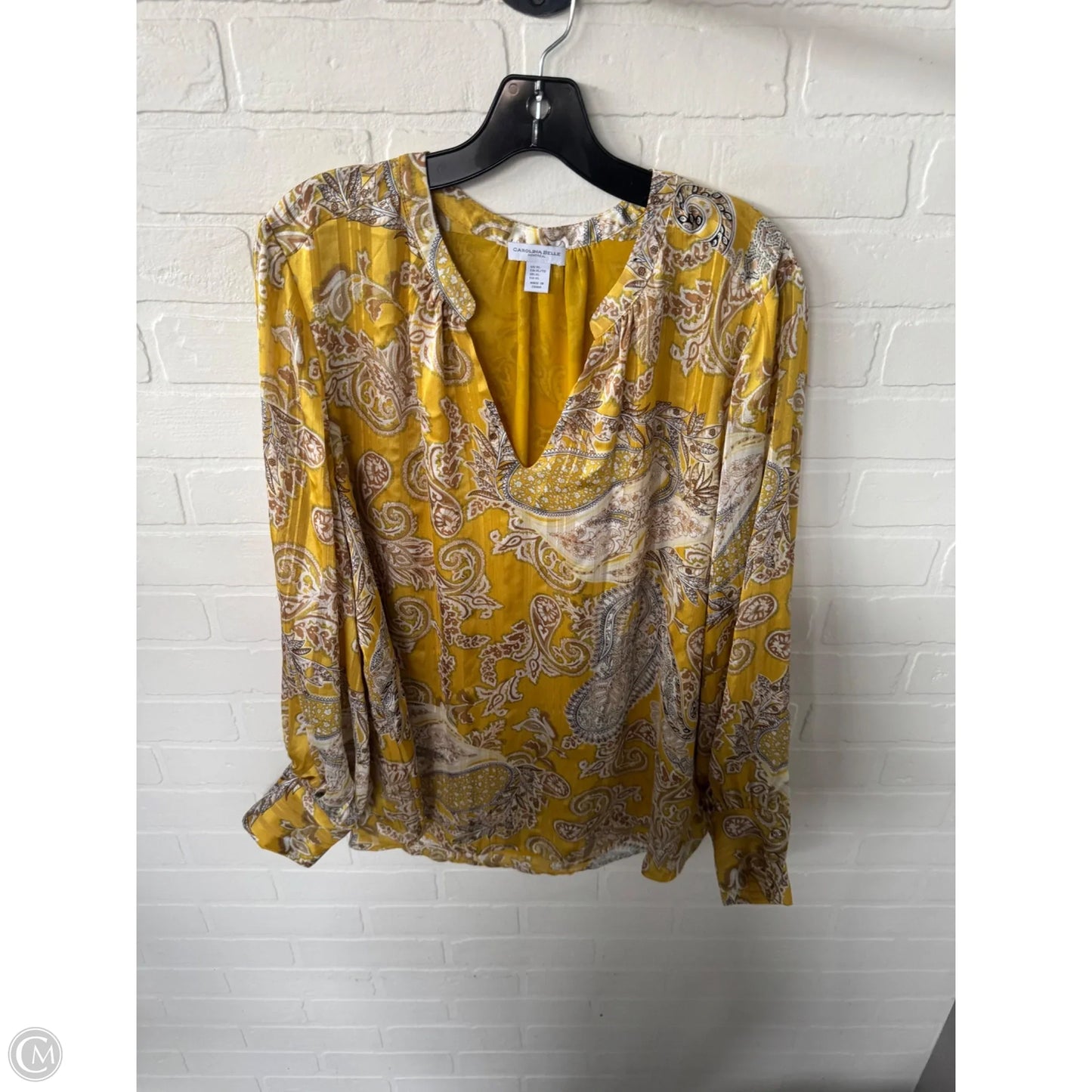 Top Long Sleeve By Carolina Belle In Yellow, Size: Xl