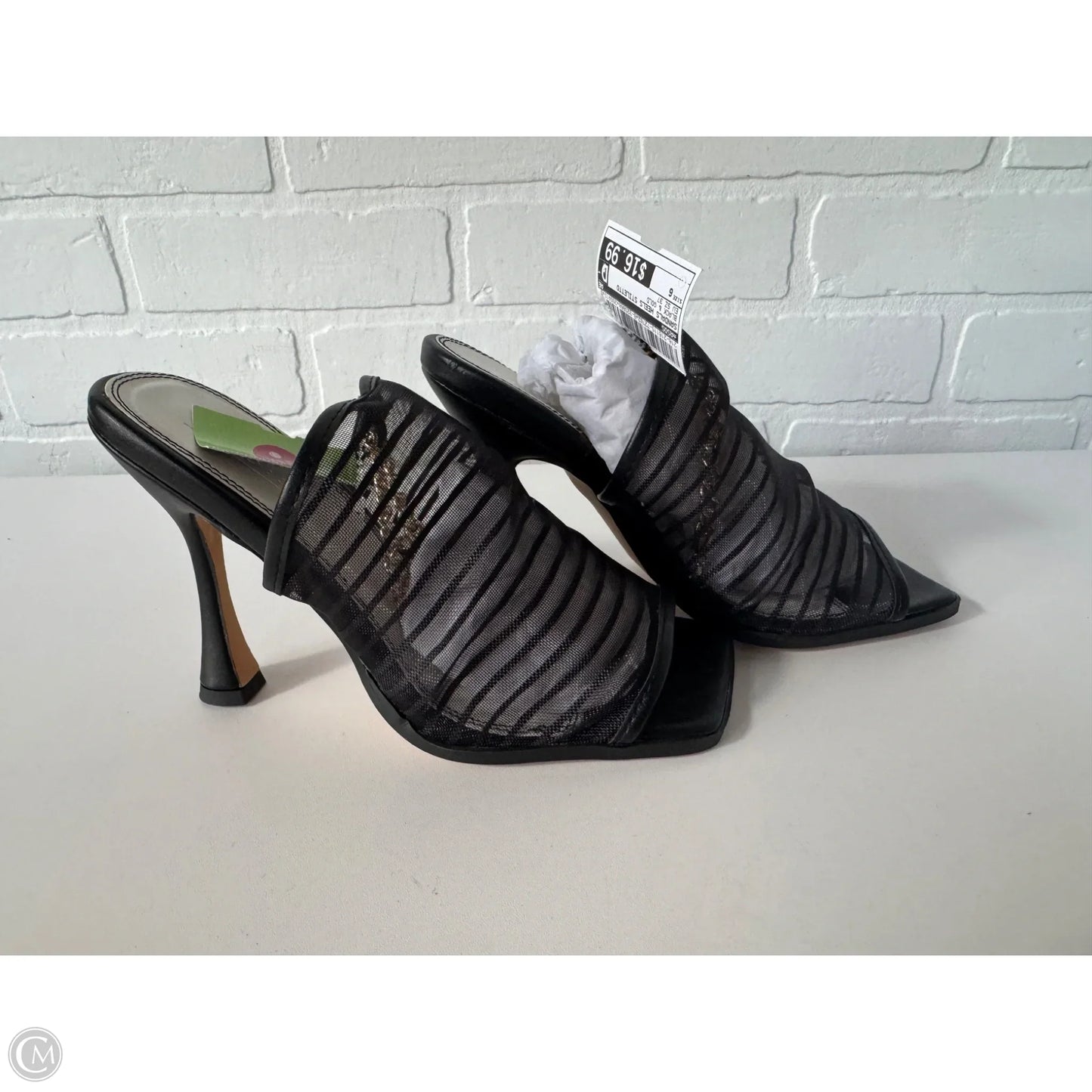 Sandals Heels Stiletto By Asos In Black & Gold, Size: 6