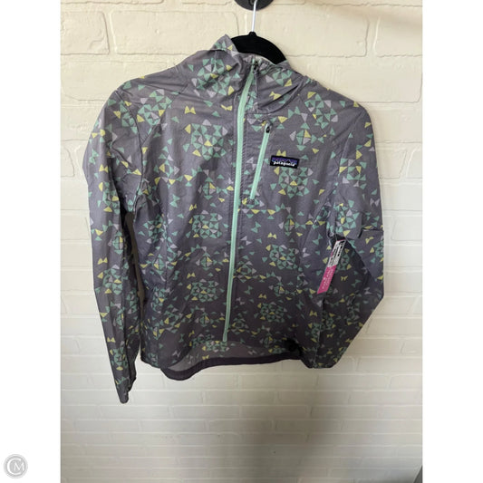 Jacket Windbreaker By Patagonia In Green & Grey, Size: S
