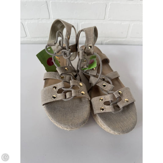 Sandals Heels Wedge By Unisa In Gold, Size: 8