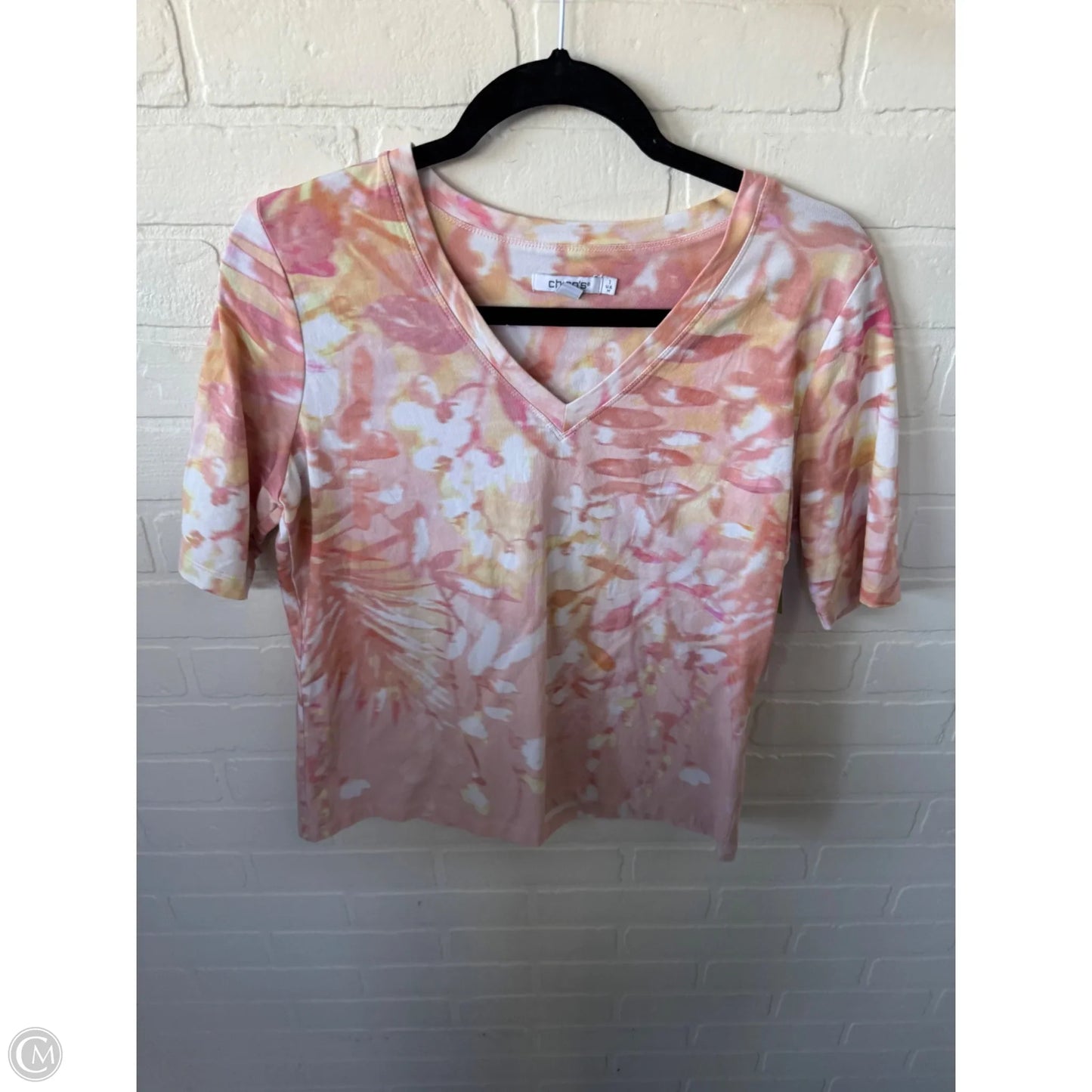 Top Short Sleeve Basic By Chicos In Orange & Pink, Size: M