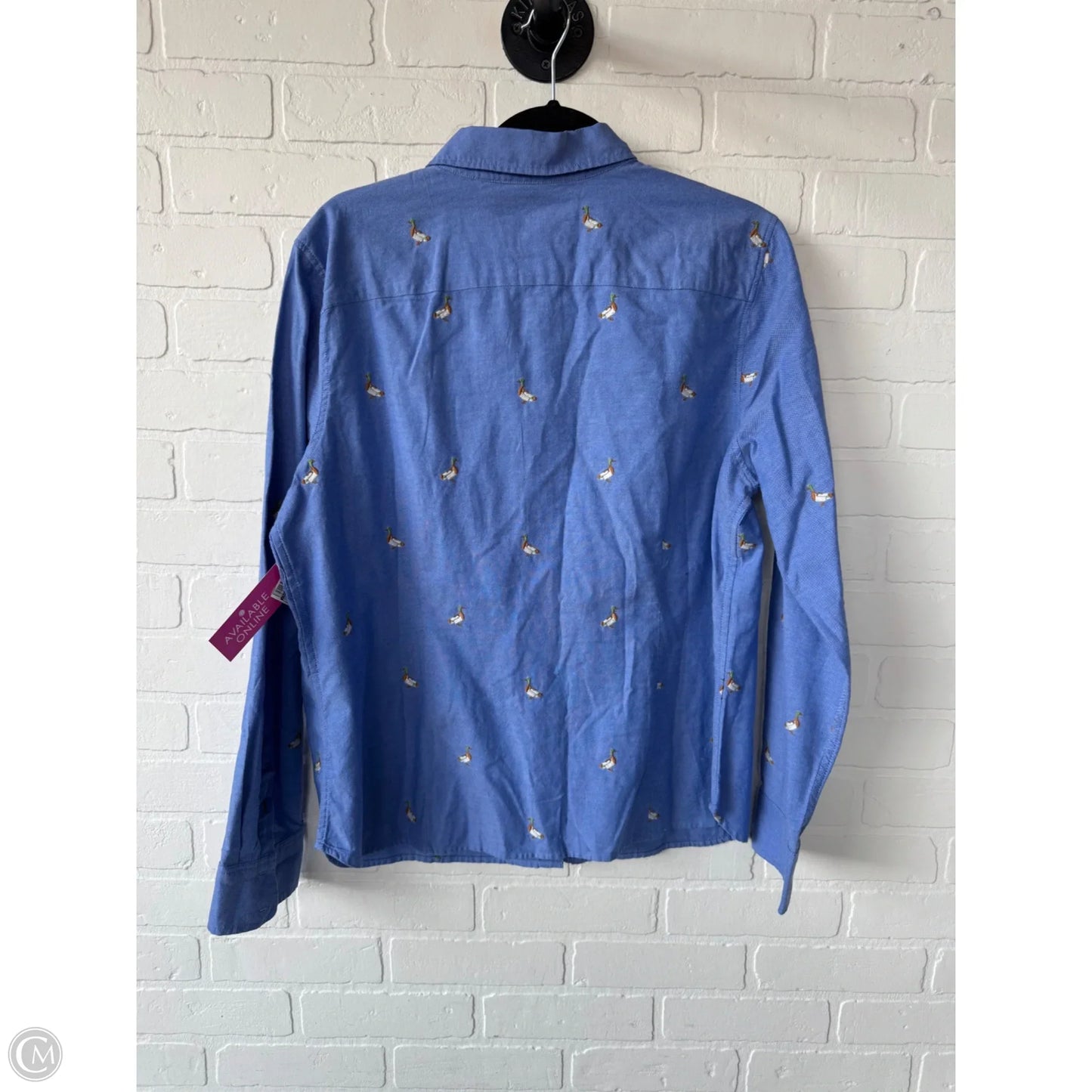 Top Long Sleeve By Talbots In Blue & White, Size: Xl