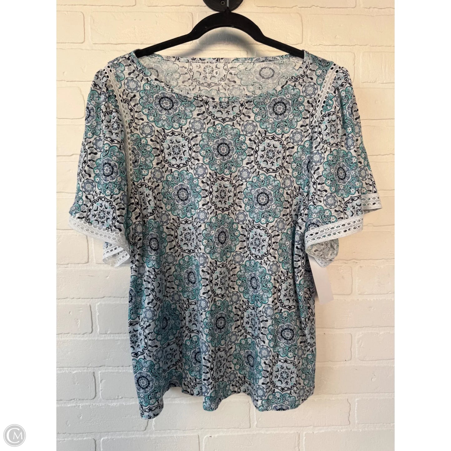 Top Short Sleeve By Loft In Blue & White, Size: M