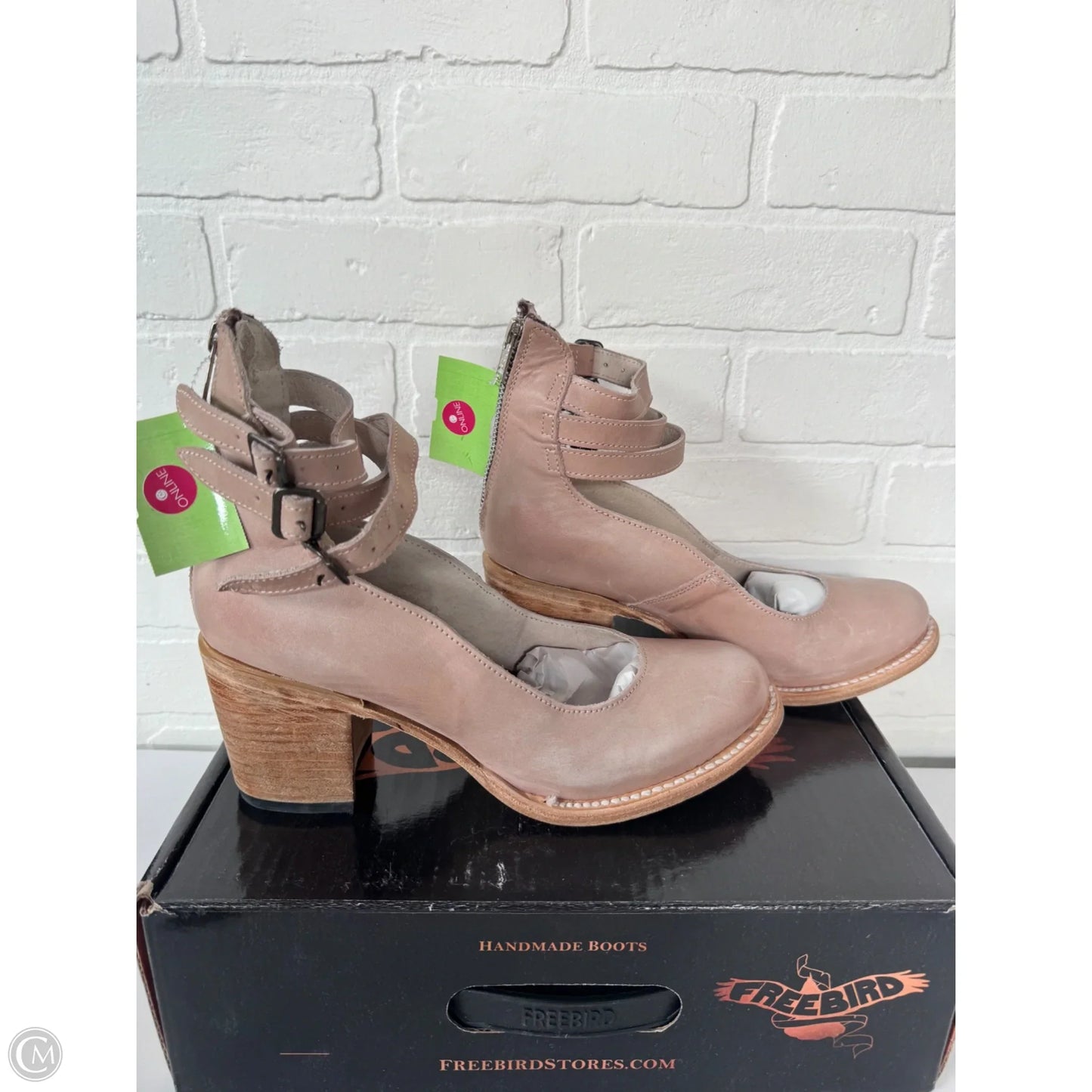 Shoes Heels Block By Freebird In Pink & Tan, Size: 9