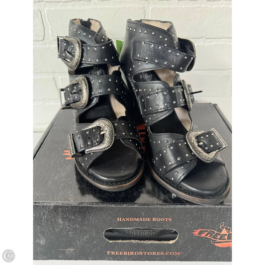 Sandals Heels Block By Freebird In Black, Size: 9