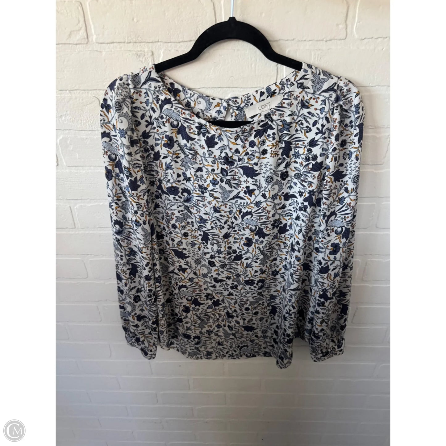 Top Long Sleeve By Loft In Blue & White, Size: M