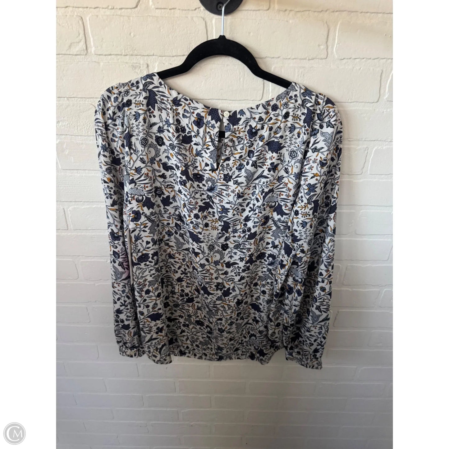 Top Long Sleeve By Loft In Blue & White, Size: M
