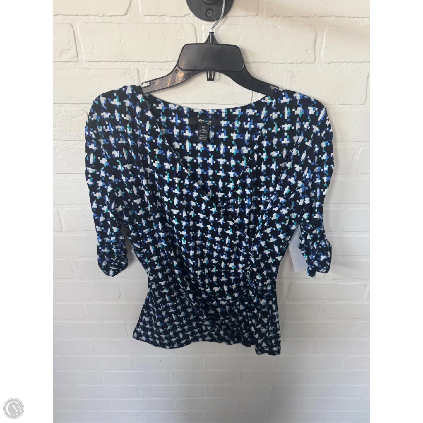 Top Short Sleeve By Style And Company In Black & Blue, Size: Xlp