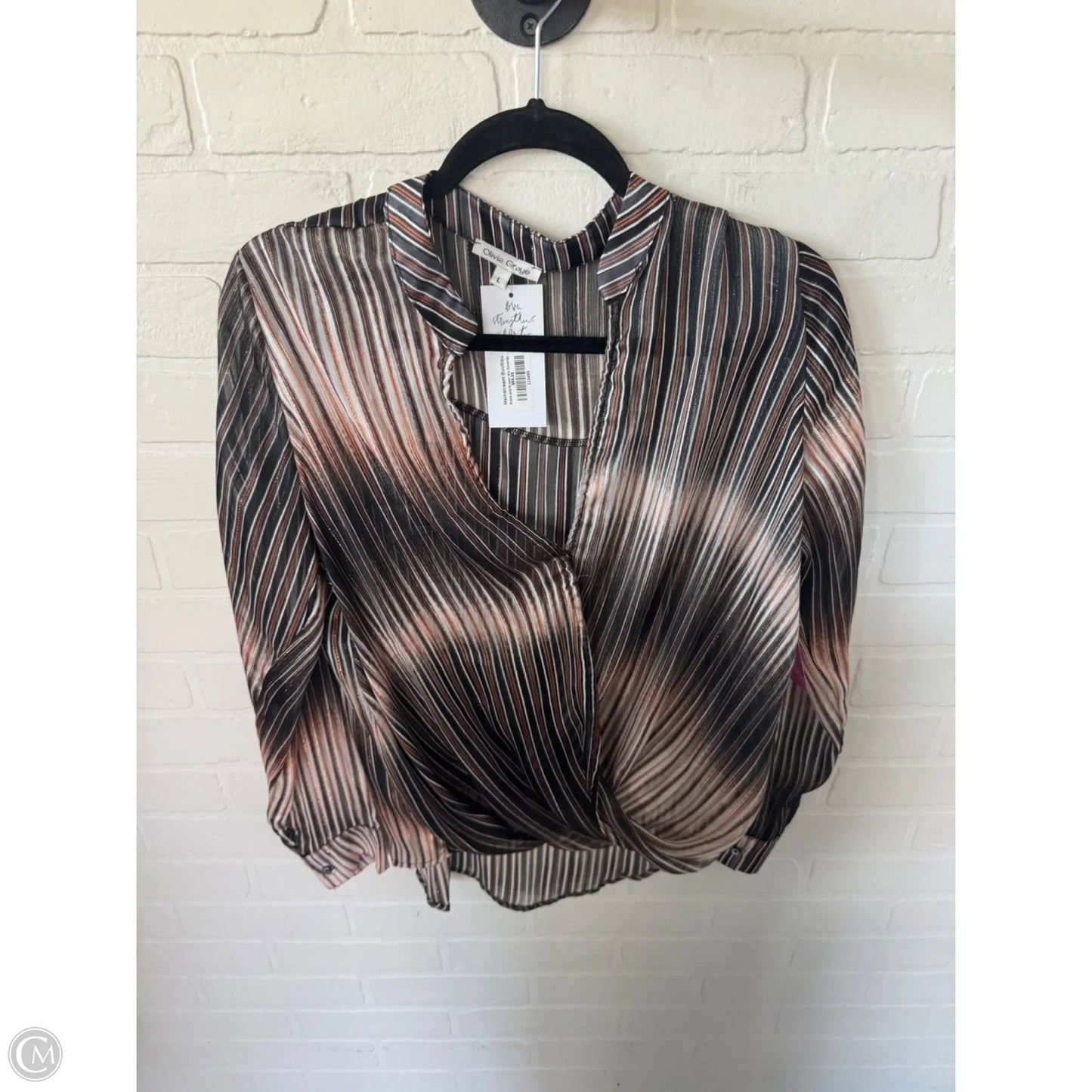 Top Long Sleeve By Clothes Mentor In Black & Brown, Size: L