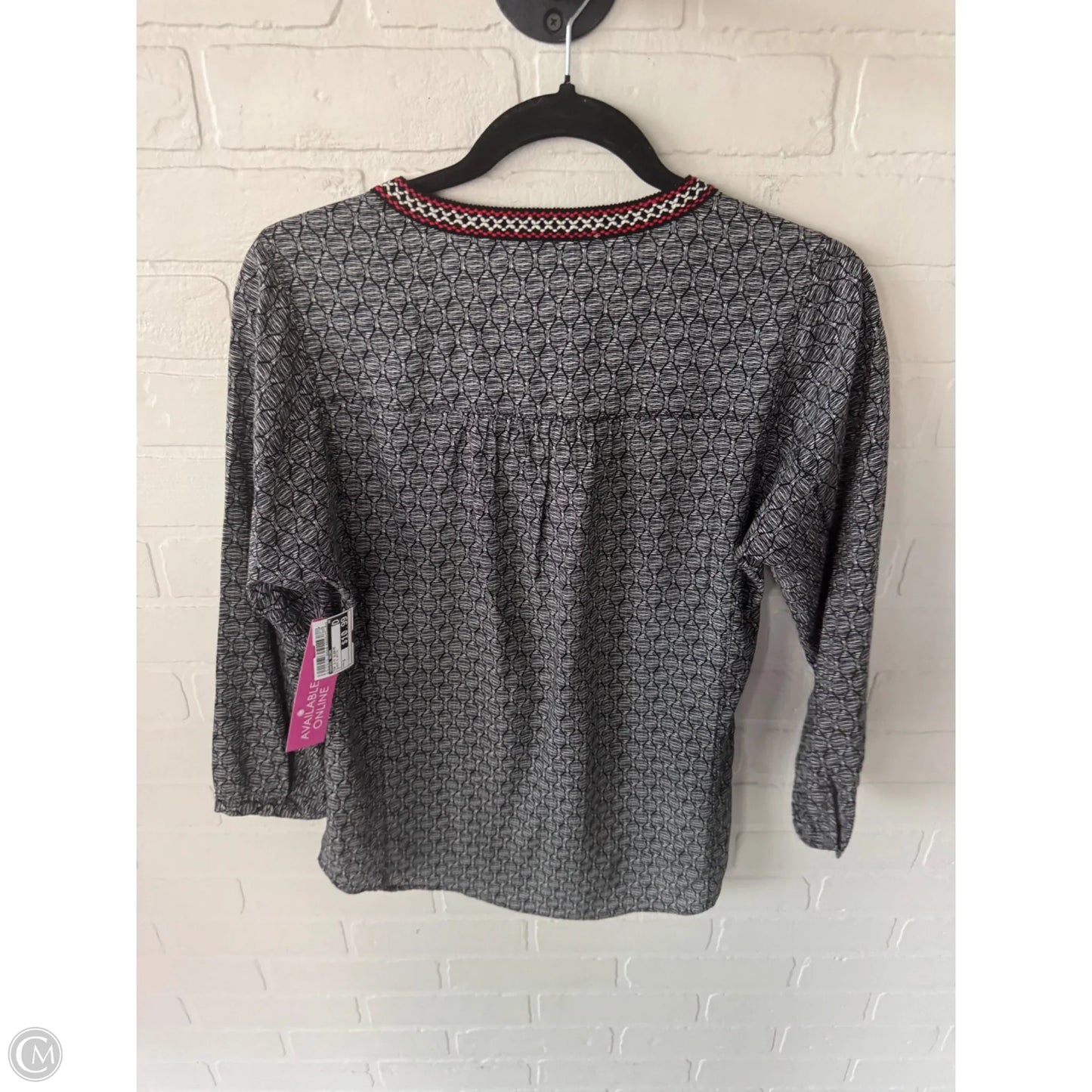 Top 3/4 Sleeve By Daniel Rainn In Black & White, Size: S