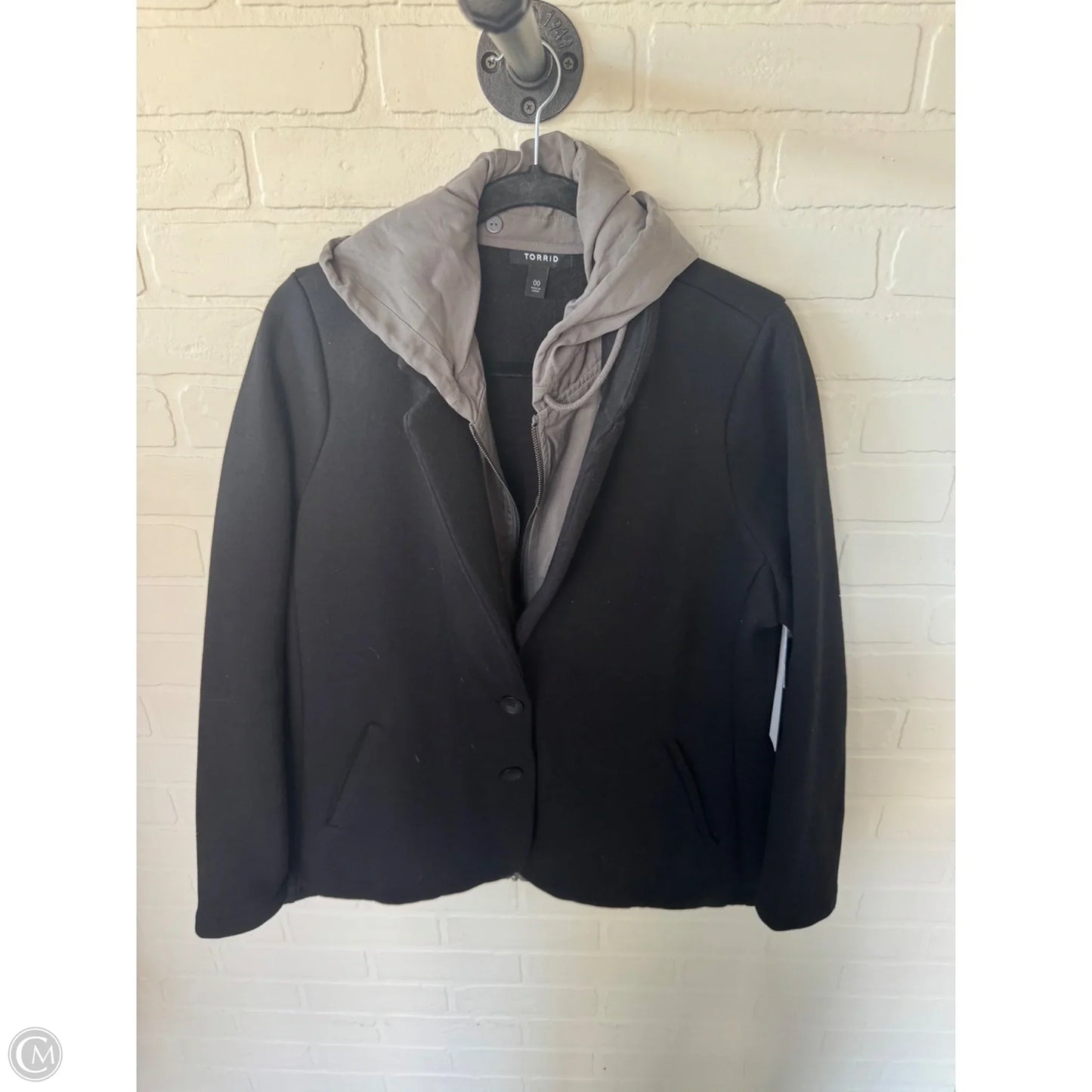 Blazer By Torrid In Black & Grey, Size: M