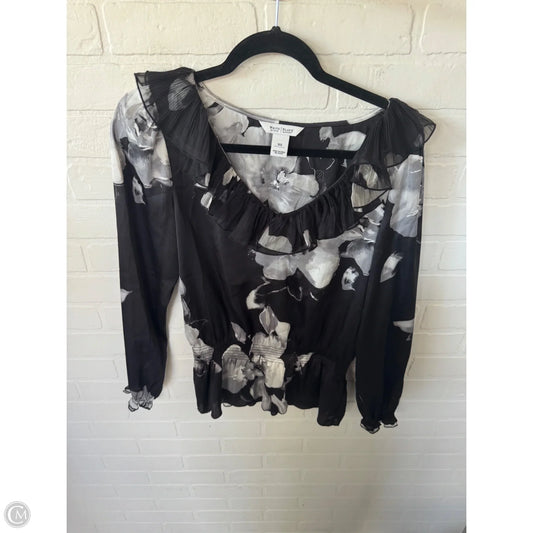 Top Long Sleeve By White House Black Market In Black & Grey, Size: Xs