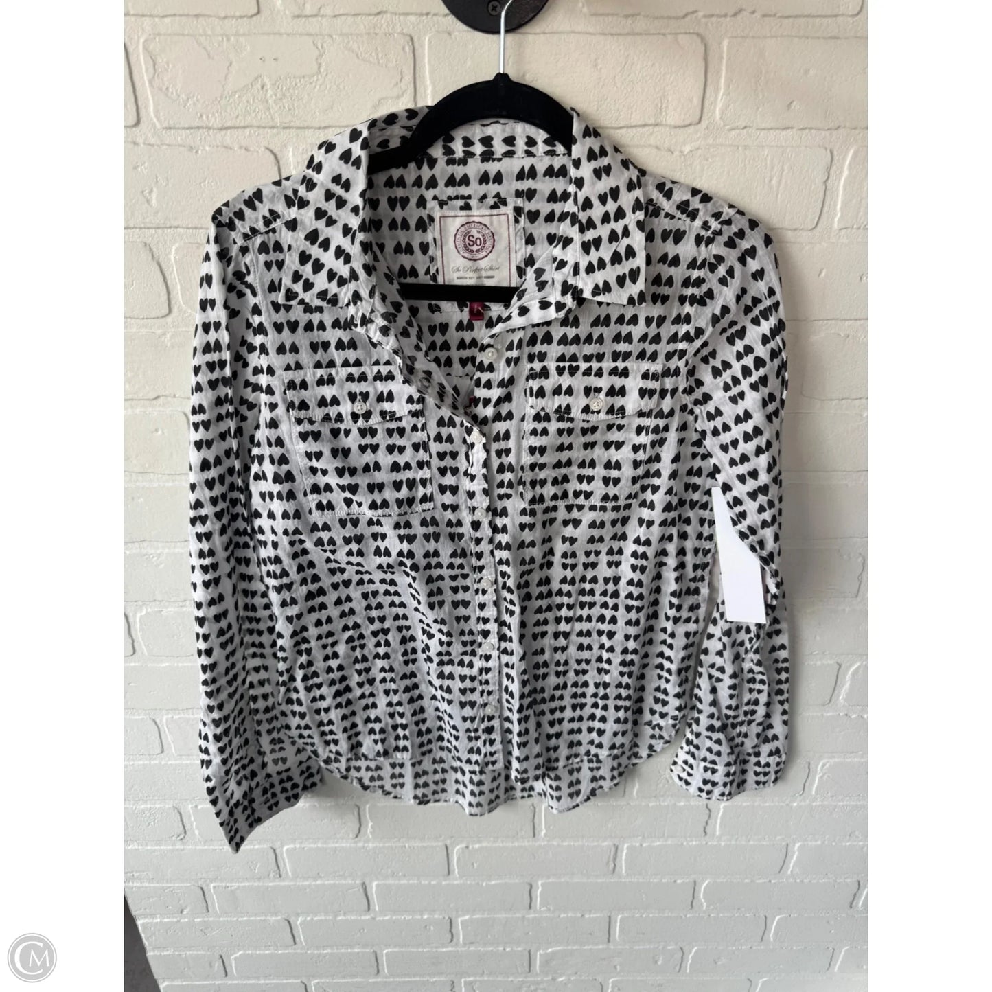 Top Long Sleeve By So In Black & White, Size: S