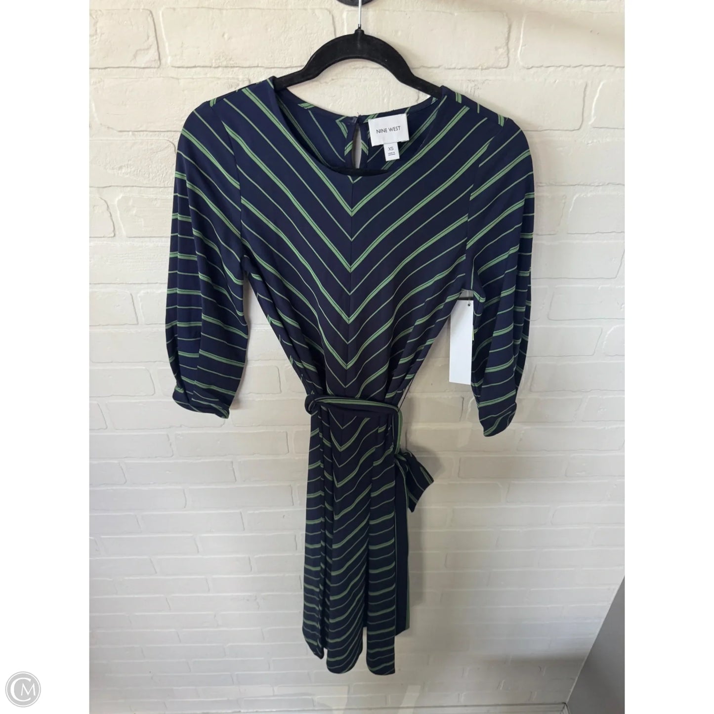 Dress Casual Midi By Nine West In Blue & Green, Size: Xs