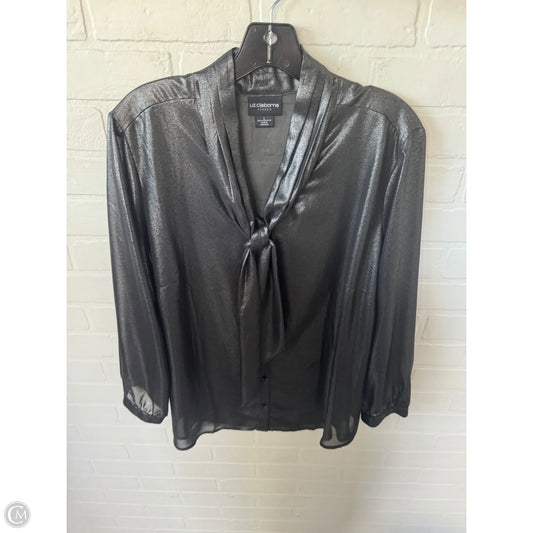 Top Long Sleeve By Liz Claiborne In Black & Silver, Size: L