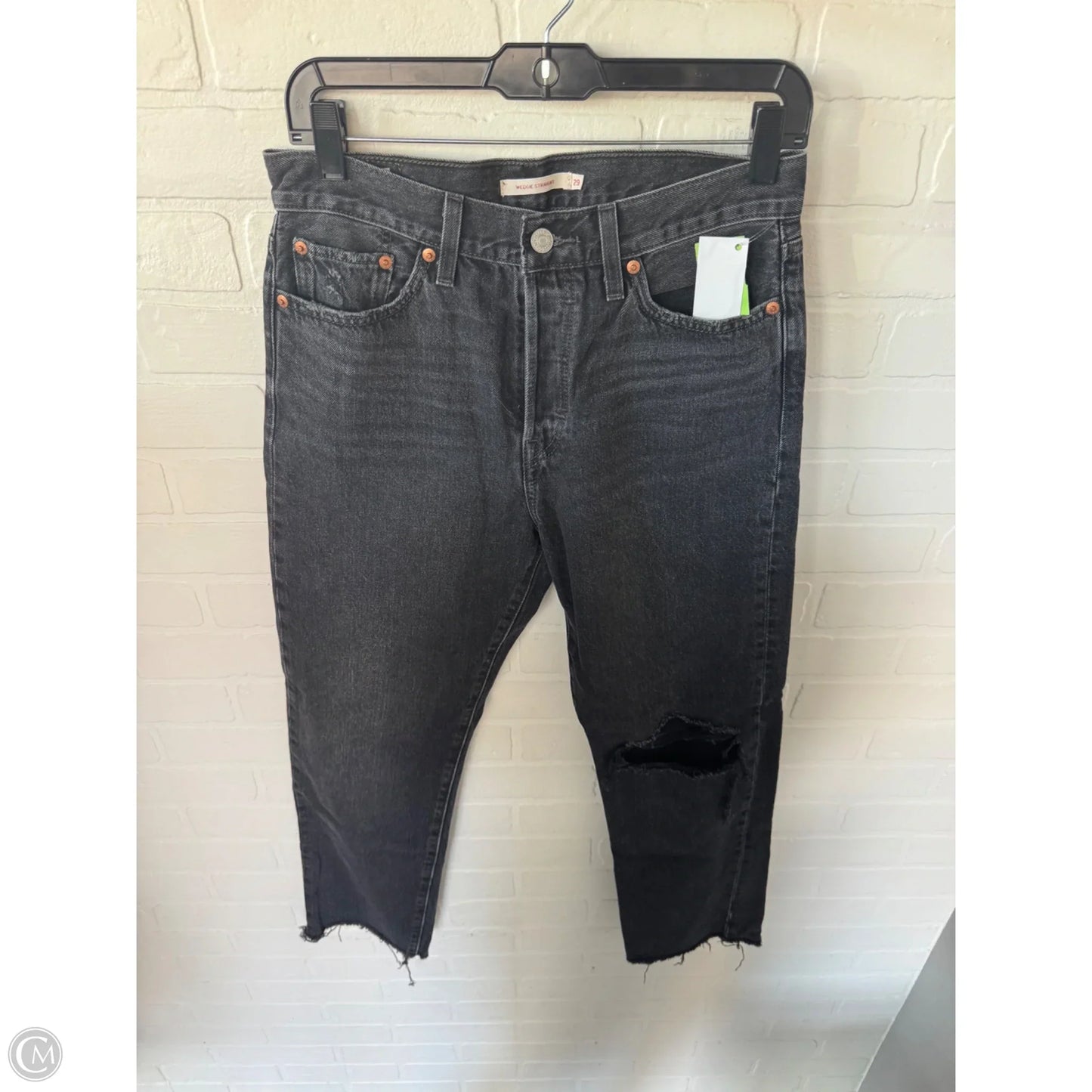 Jeans Straight By Levis In Black Denim, Size: 8