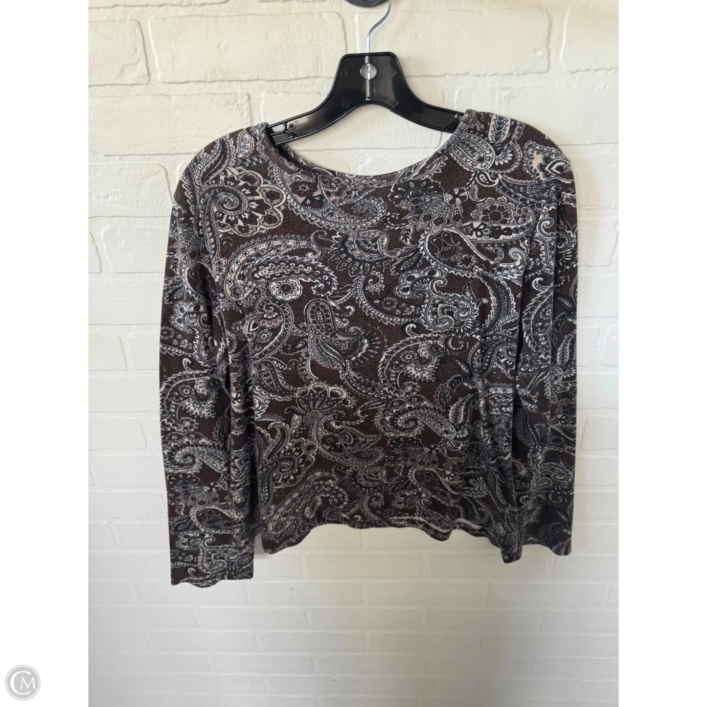 Top Long Sleeve Basic By St Johns Bay In Brown & Tan, Size: Xl