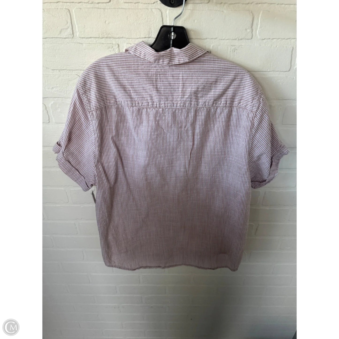 Top Short Sleeve By Lola River In Tan & White, Size: M