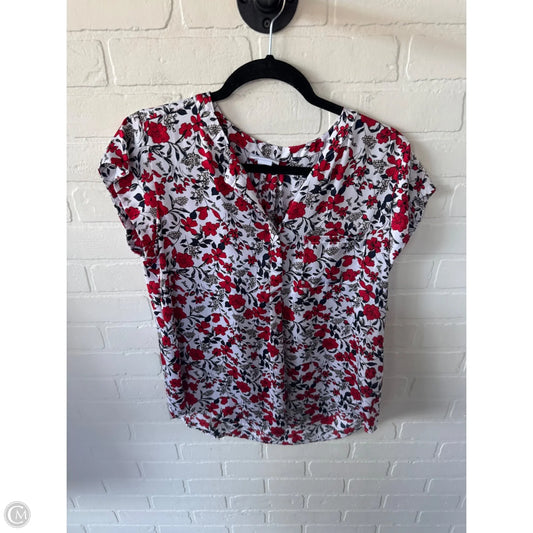 Top Short Sleeve By Liz Claiborne In Red & White, Size: M