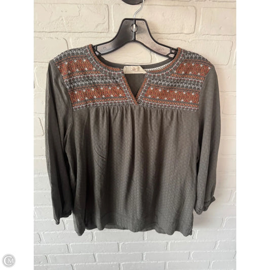 Top 3/4 Sleeve By Nurture In Grey & Orange, Size: L