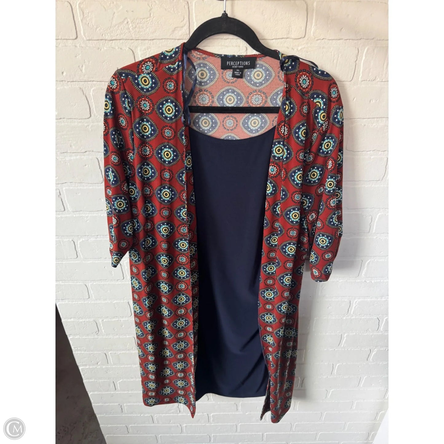 Dress Casual Short By Perceptions In Blue & Brown, Size: Xl