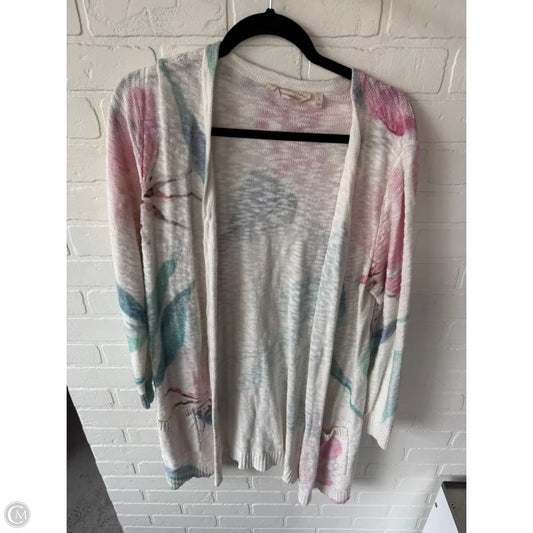 Sweater Cardigan By Soft Surroundings In Blue & Cream, Size: L