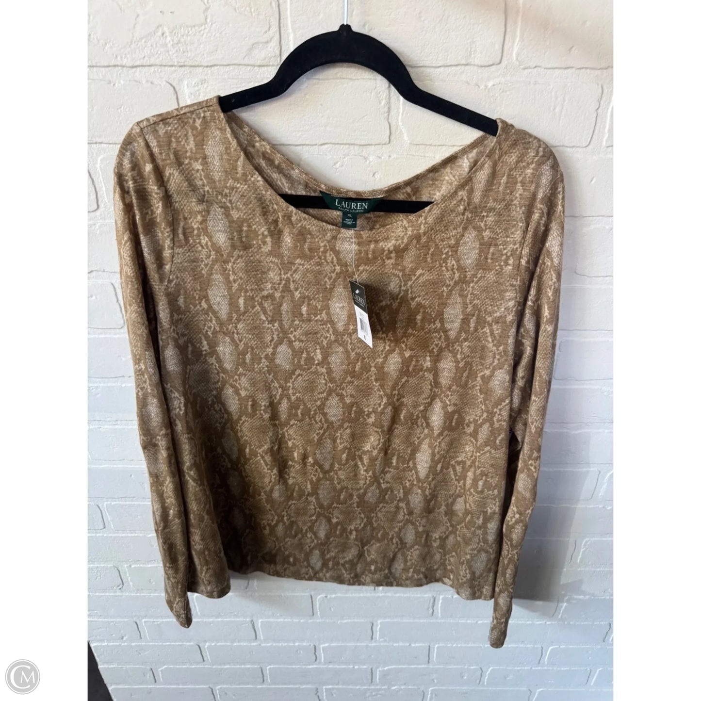 Top Long Sleeve By Lauren By Ralph Lauren In Tan, Size: Xl