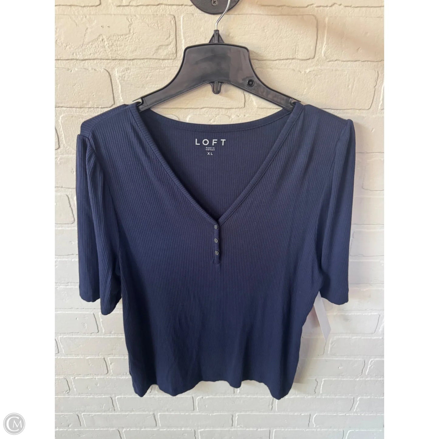 Top Short Sleeve By Loft In Blue, Size: Xl