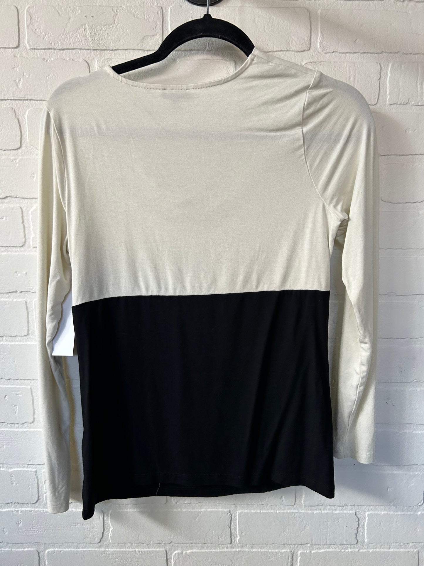 Top Long Sleeve By Talbots In White Black, Size: S