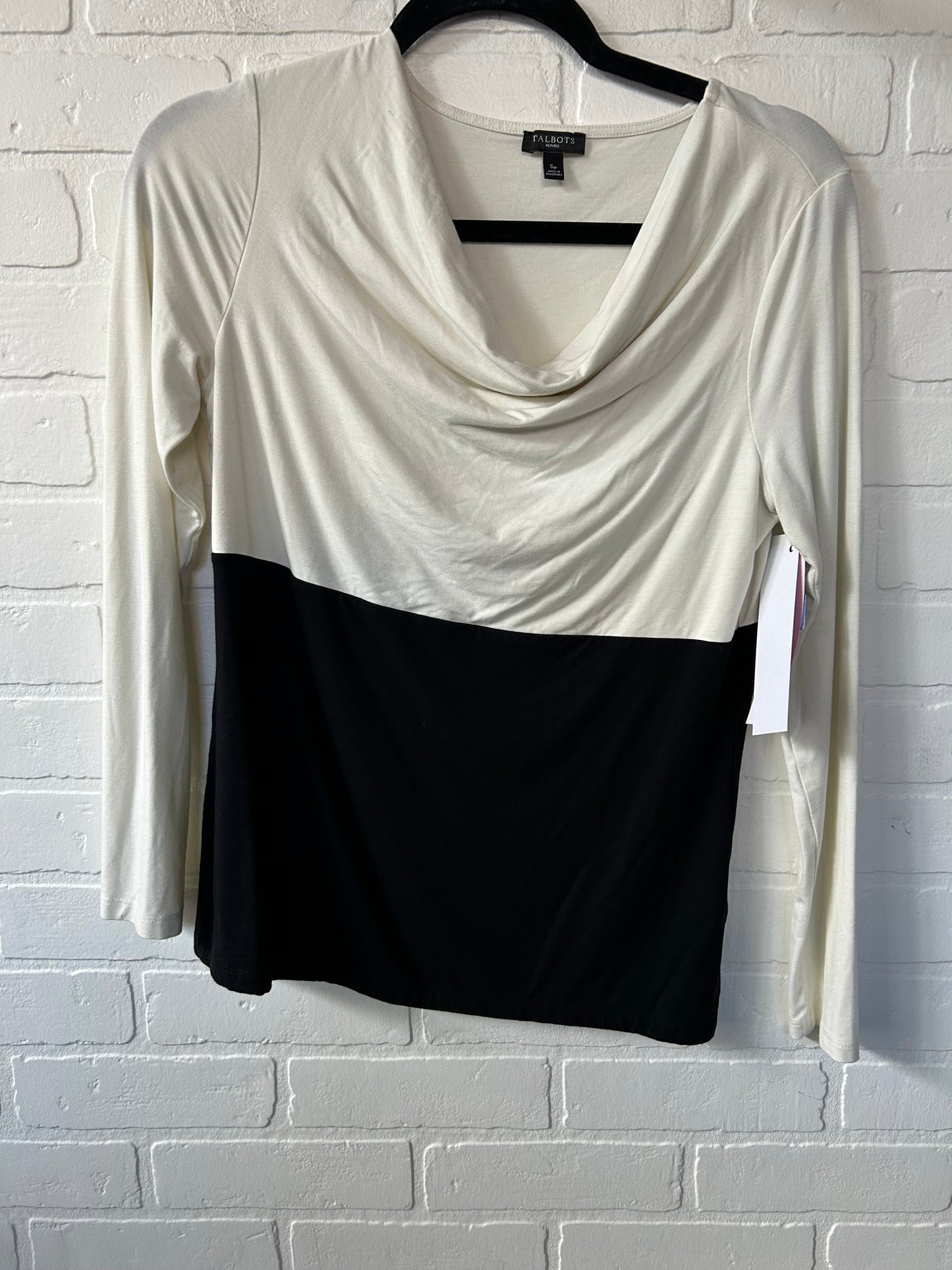 Top Long Sleeve By Talbots In White Black, Size: S