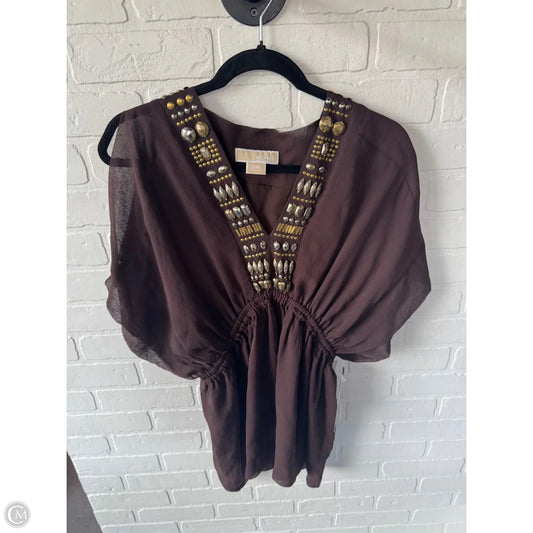 Top Short Sleeve By Michael By Michael Kors In Brown & Gold, Size: S