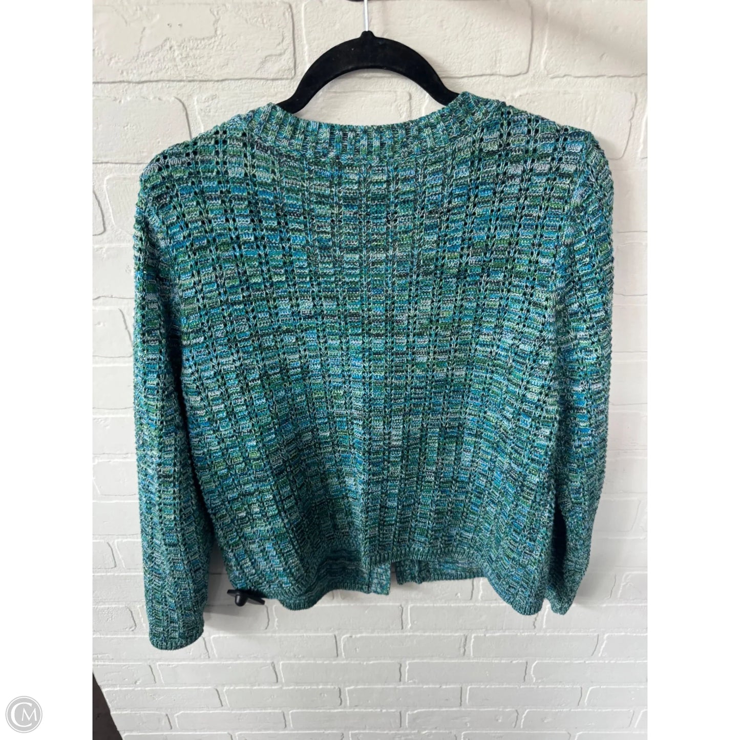Sweater Cardigan By Liz Claiborne In Blue & Green, Size: L