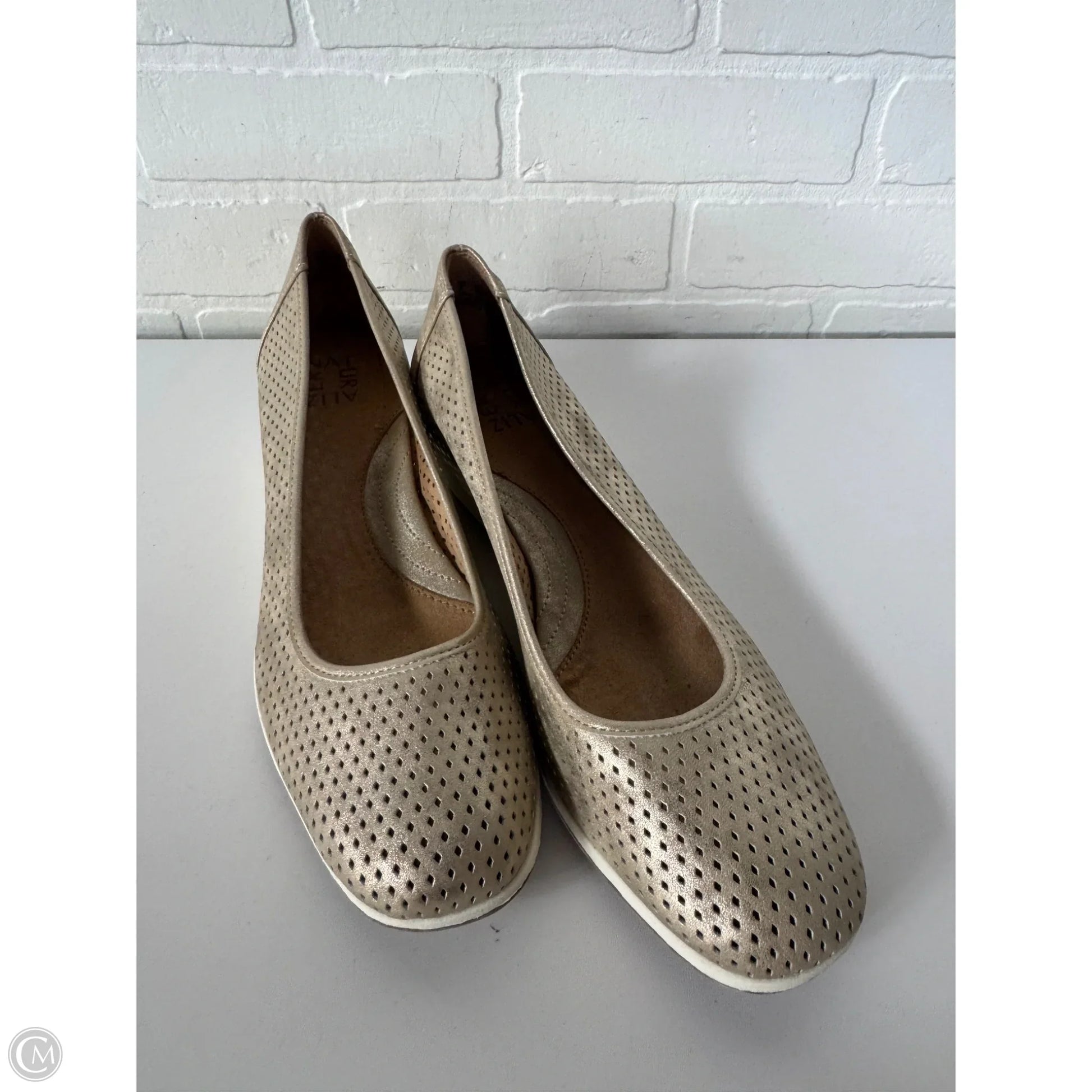 naturalizer gold dress shoes Naturalizer Shoes Womens 6.5 M Gadget Flats Slip On Loafers Gold Faux Leather