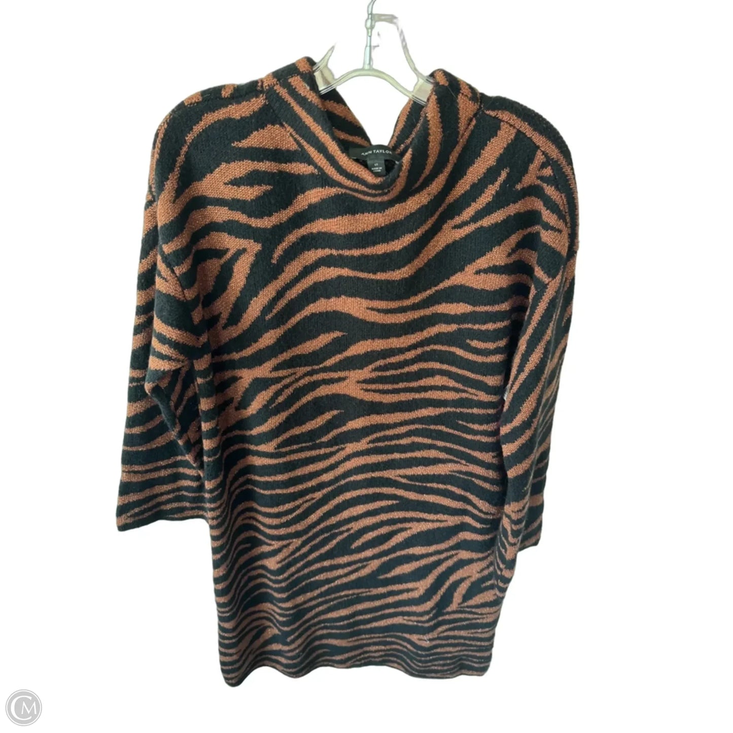 Dress Sweater By Ann Taylor In Black & Brown, Size: L