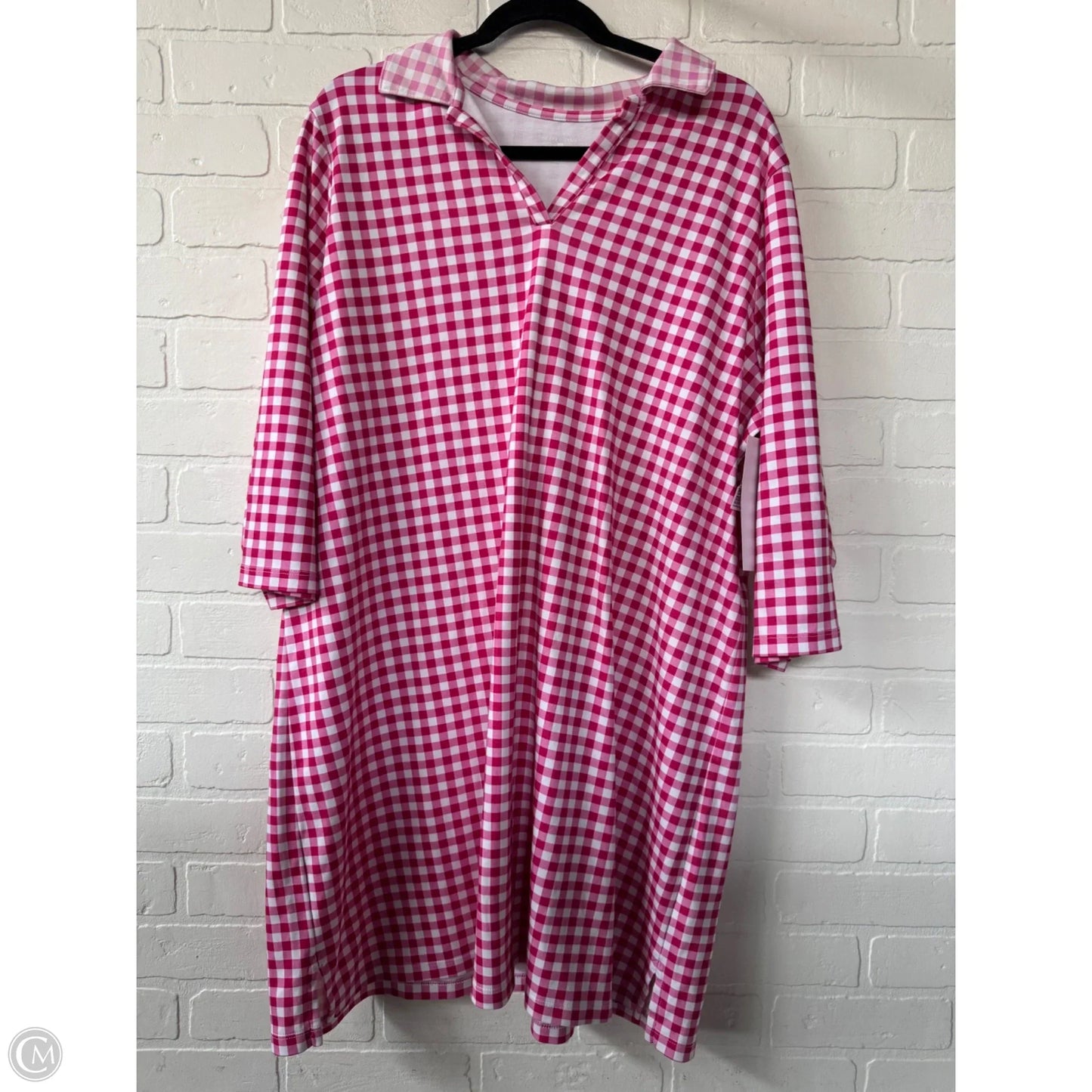 Dress Casual Short By Lands End In Pink & White, Size: 2x