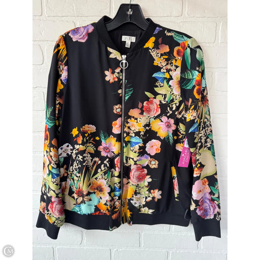 Jacket Moto By Spense In Black & Orange, Size: S