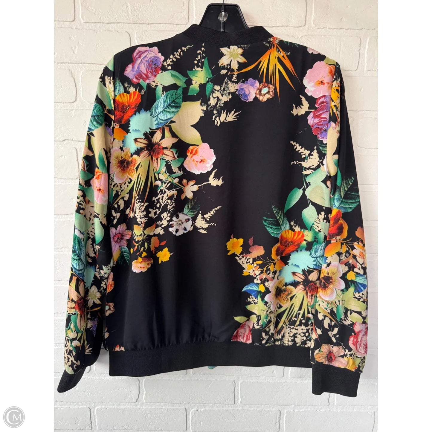 Jacket Moto By Spense In Black & Orange, Size: S