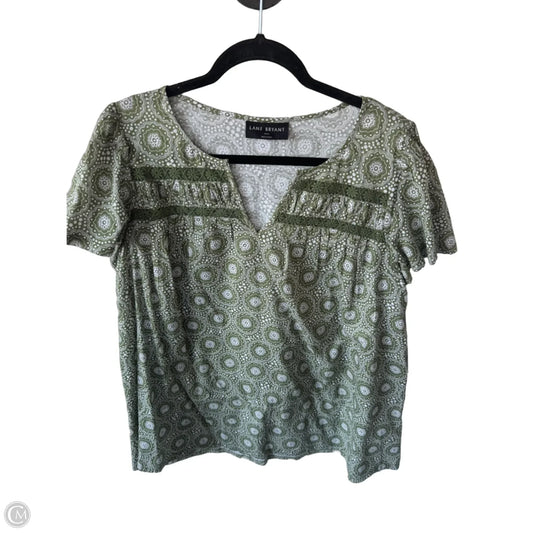 Top Short Sleeve By Lane Bryant In Green & White, Size: Xl