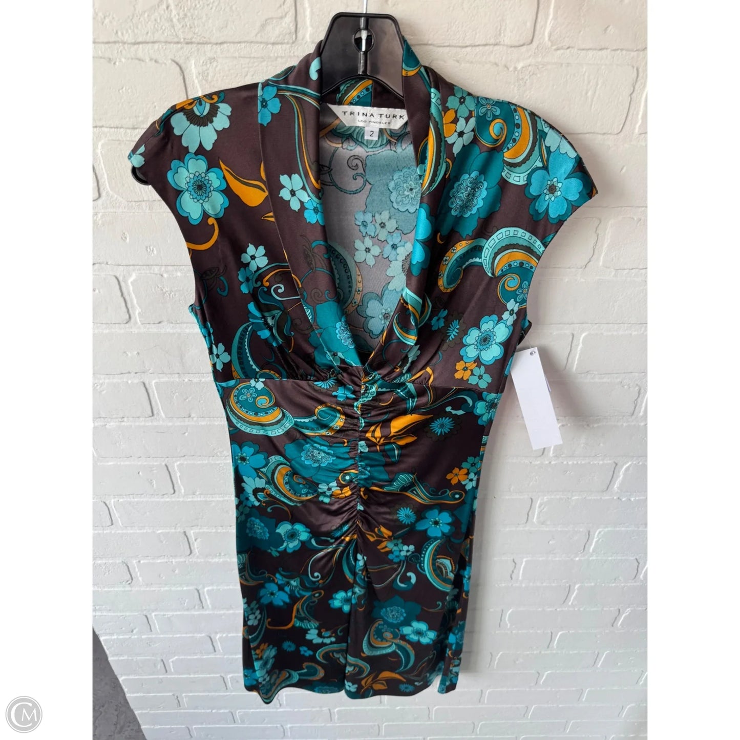 Dress Casual Short By Trina Turk In Blue & Brown, Size: Xs