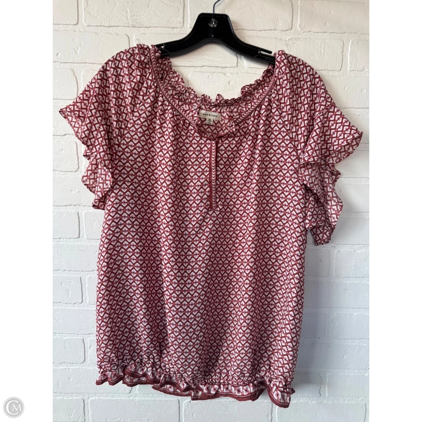 Top Short Sleeve By Max Studio In Pink & Red, Size: Xl