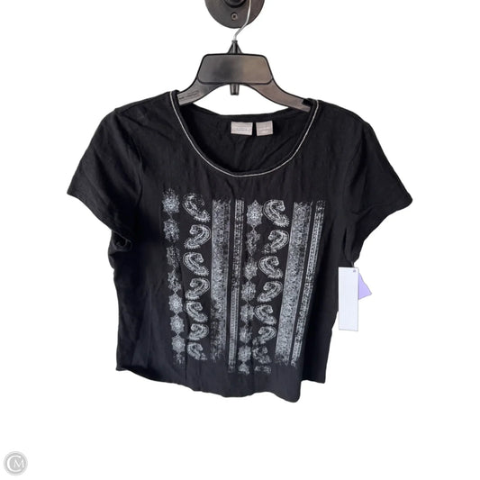Top Short Sleeve By Chicos In Black & Grey, Size: M