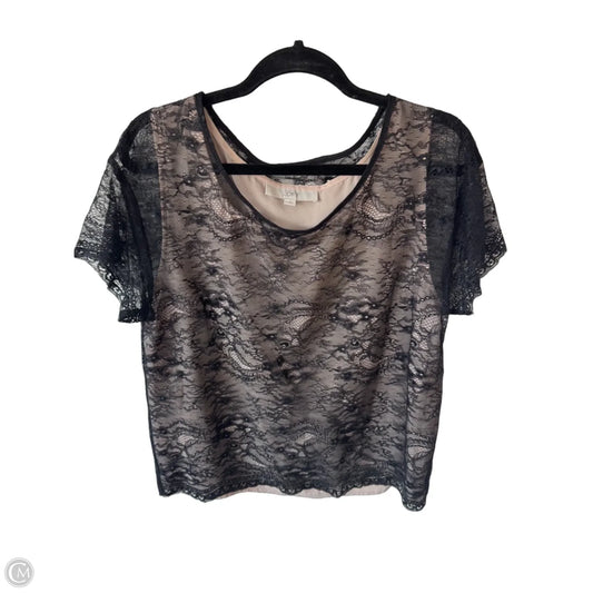 Top Short Sleeve By Loft In Black & Tan, Size: L
