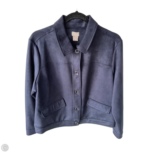 Jacket Moto By Chicos In Blue, Size: L